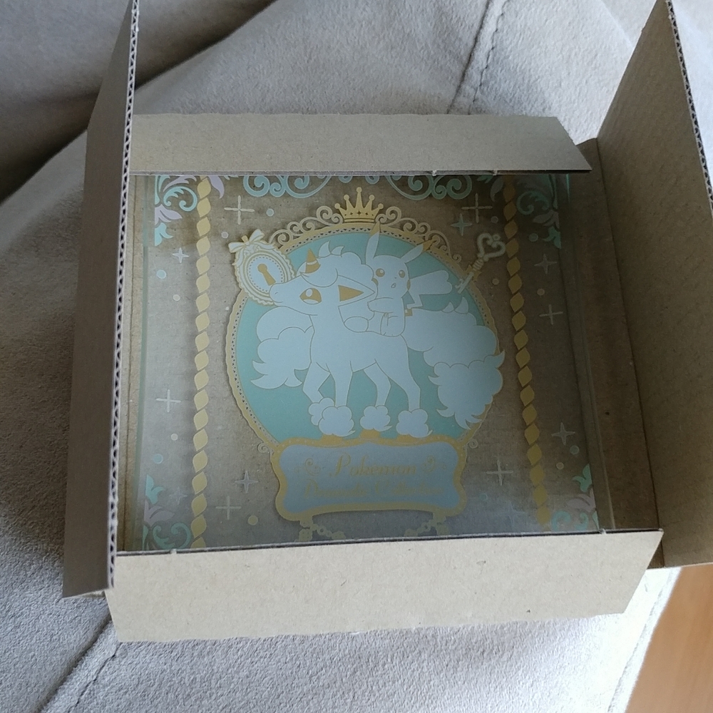 Pokemon Dramatic Collection glass plate - Teal (Pikachu & Alolan Ponyta)